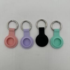 4 Pack Apple AirTag Case Keychain Air Tag Holder Silicone AirTags Key Ring Cases